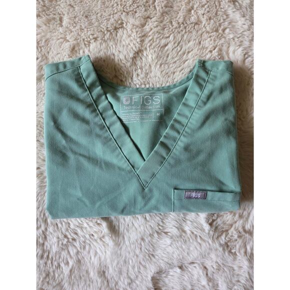 FIGS Technical Collection Pastel Green Womens M Single Scrub Top Only V Neck - Picture 2 of 6